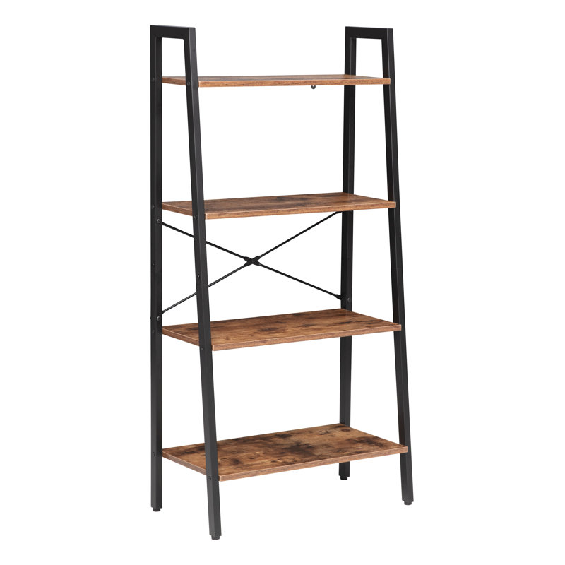  Industrial 4-tier Bookshelf, Freestanding Rustic Display Bookcase Storage Rack Shelf Plant Stand For Living Room Home Office