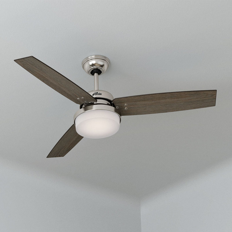 Ventilateur de plafond à 3 pales 60 po avec trousse d'éclairage à DEL et télécommande à main 60 po Sentinel, Nickel brossé