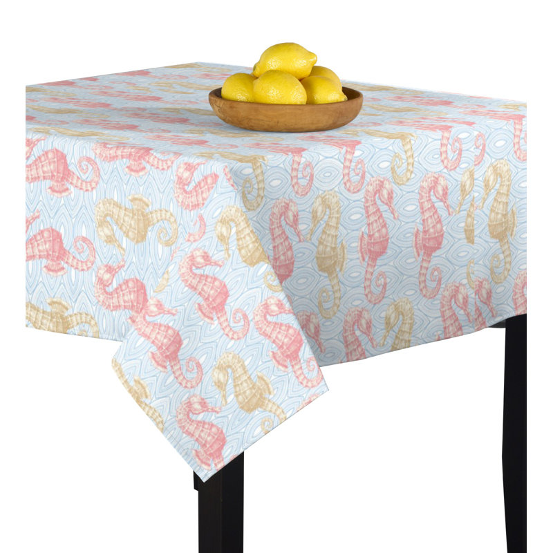 Odette Marine Life Seahorses Tablecloth, Yellow