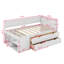Lit de jour simple avec 4 tiroirs et tablettes de rangement, cadre de lit plateforme en bois avec tête de lit en L, lit d'angle-111445216