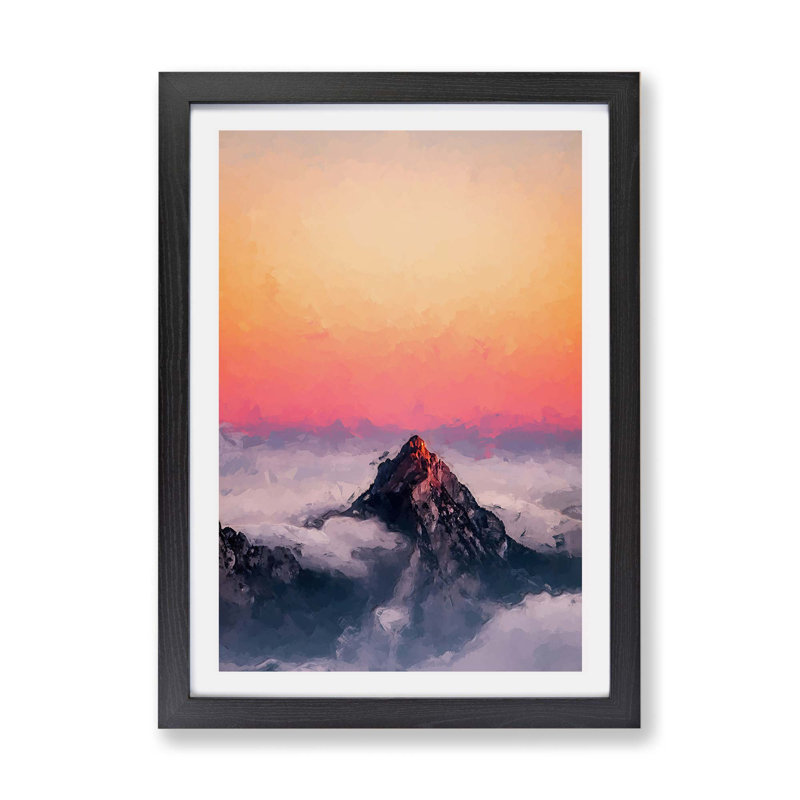 The Top Of Matterhorn Mountain - Single Picture Frame Painting, Black, 62cm H x 87cm W x 2cm D