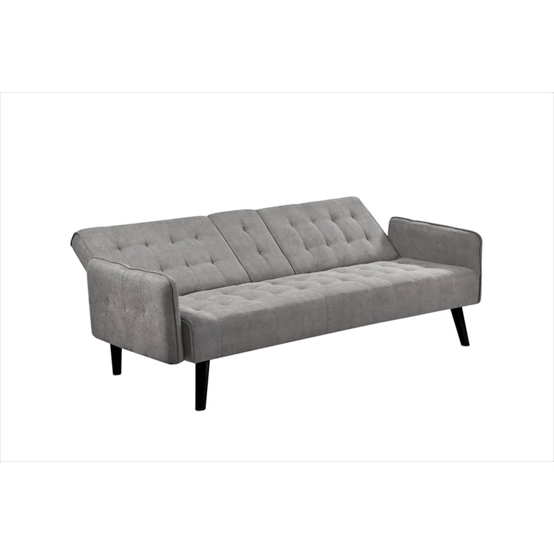 Canapé-lit de 72 po - Dossier convertible pliant en lit double avec porte-gobelet et table rabattable - Canapé en lin peu encombrant pour petits espaces - Assemblage facile, gris