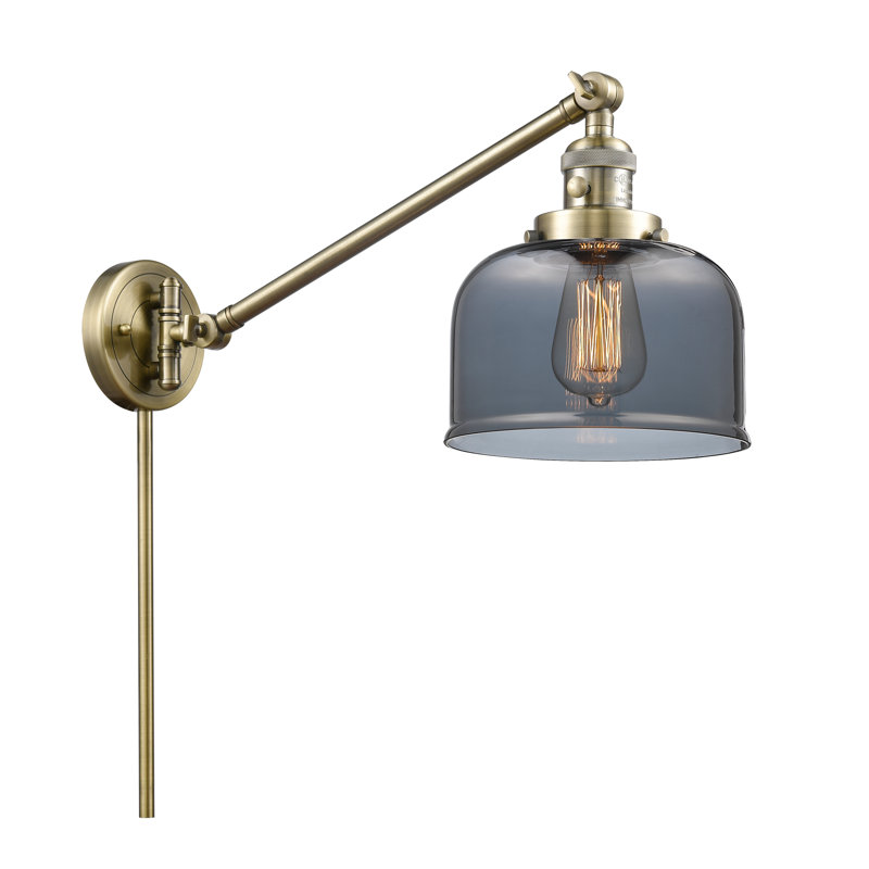 Bras pivotant à 1 lumière à intensité variable Talton, Laiton antique, Plaqué couleur fumée, Ampoule non incluse