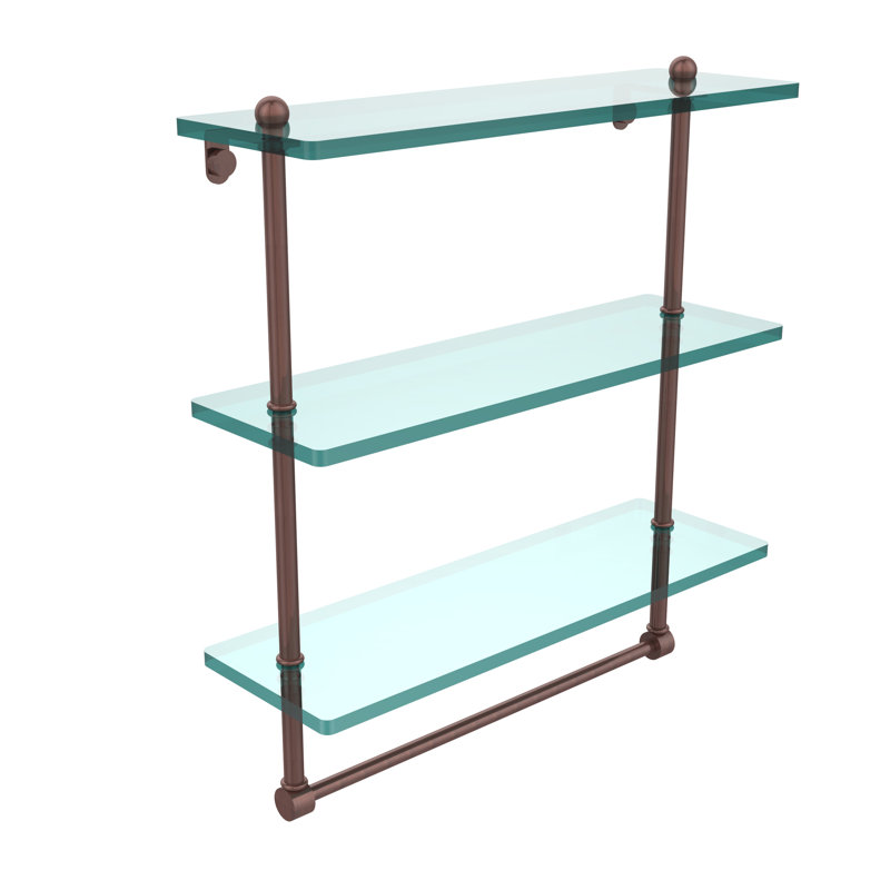 Gober 3 Piece Tiered Shelf with Towel Bar, 16", Antique Copper