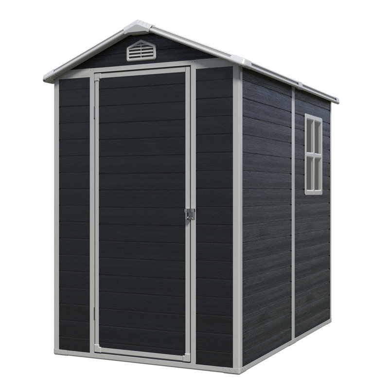4 Ft X 6 Ft Outdoor Plastic Storage Shed With Floor,Black (W540S00042)