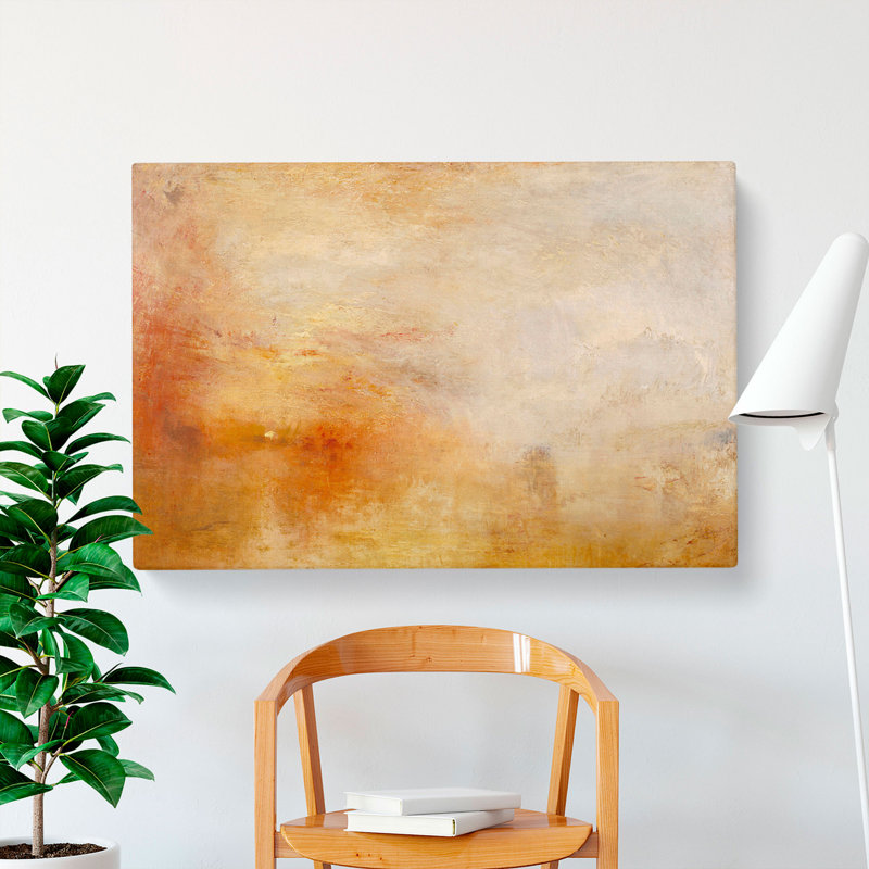 Sun Setting Over A Lake by Joseph Mallord William Turner - Wrapped Canvas, 35cm H x 76cm W x 3cm D