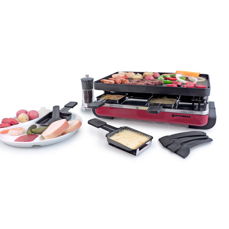 Swissmar 8 Person Classic Raclette Grill with Reversible Cast Aluminum Non-Stick Grill Plate