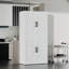Armoire de rangement en acier blanc avec tablettes réglables