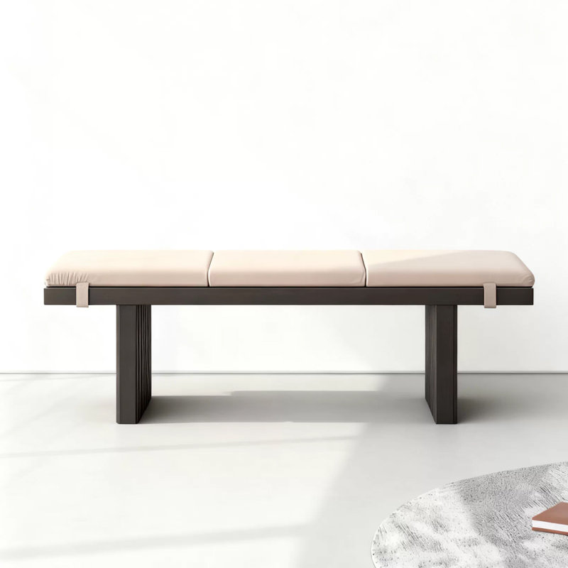 Banc rembourré en bois massif blanc, Blanc