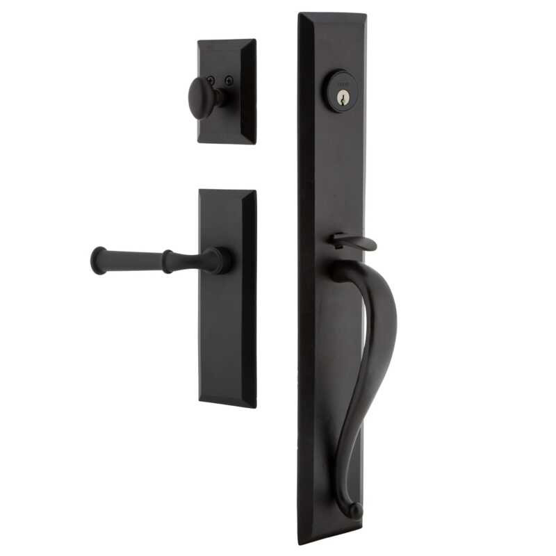 Ensemble de poignées monobloc en fer Ageless avec plaque A et poignée longue, 2 3/4", Droite