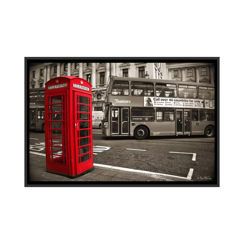 London Telephone by Ben Heine - Print on Canvas, 66.04 cm H x 45.72 cm W, Black Framed