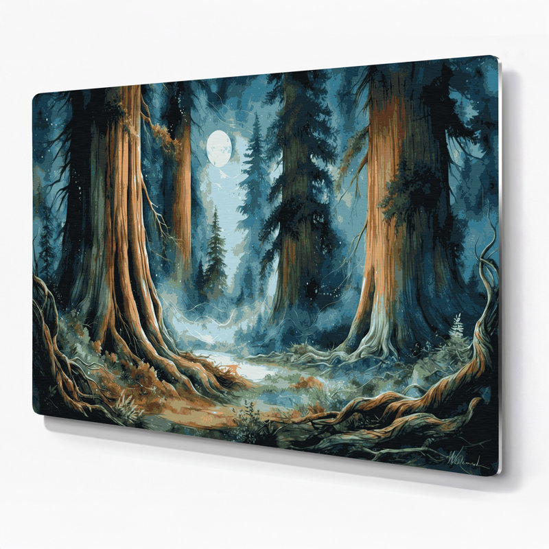 Art mural en métal bleu, forêt de l'Action de grâce, H 24 po x l 36 po x P 0,05 po