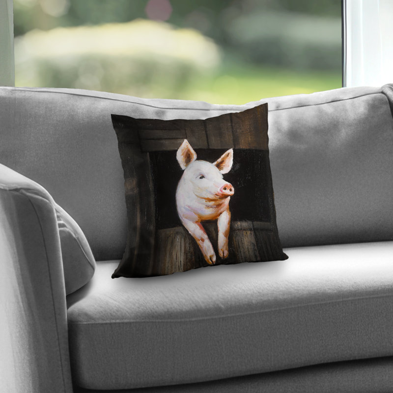 Smiling pig - Animals Western poly twill throw pillow insert