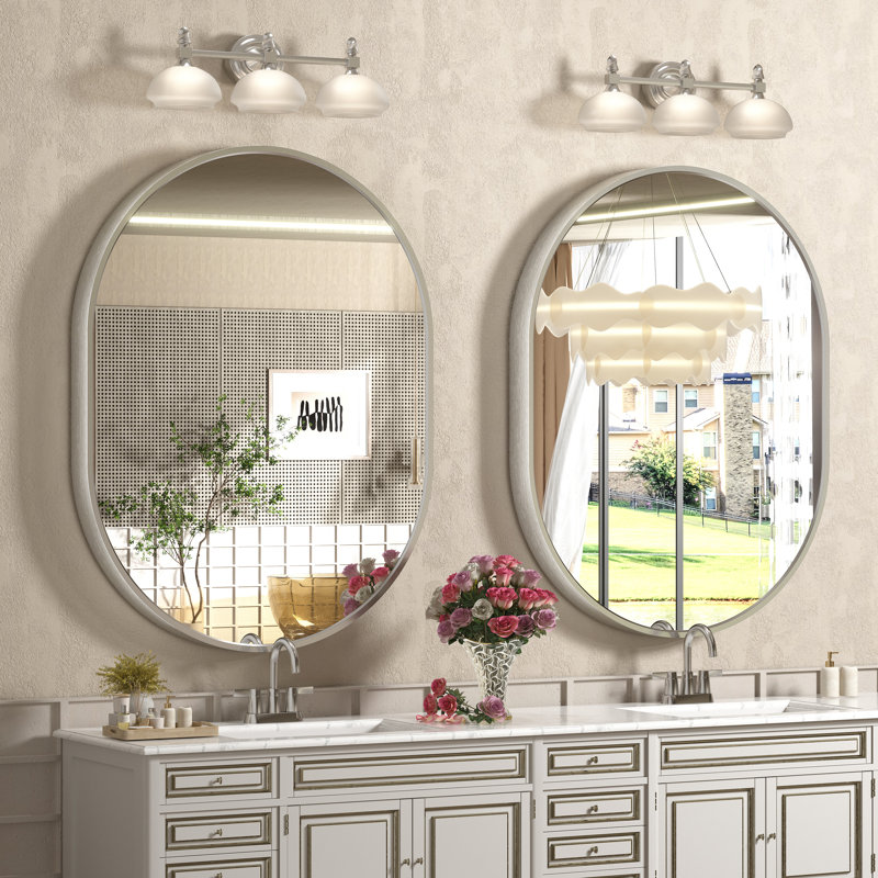 Miroir mural Amara, 40 po x 30 po, Argent brossé