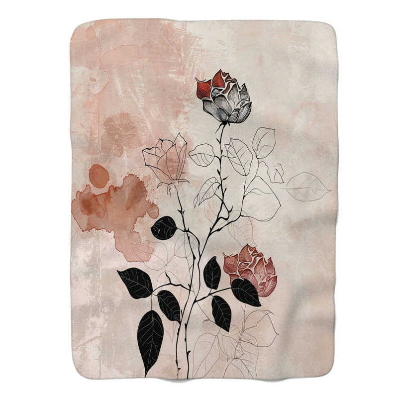 Elegant Black Roses - 1 pièce Sherpa Premium, Grand lit
