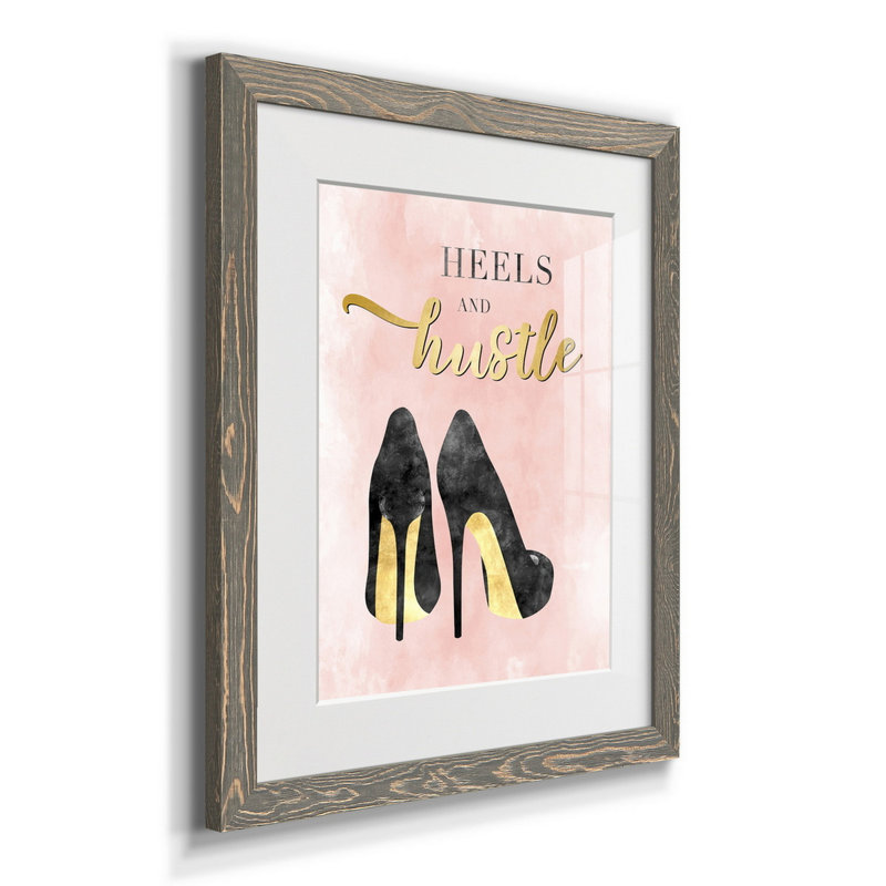 Heels and Hustle - Cadre photo, impression d'art textuel sur papier, H 20 po x l 17 po x P 1 po, gris