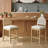 Wooden Bar Stools Set Of 4 With Natural Rattan Back-71235072