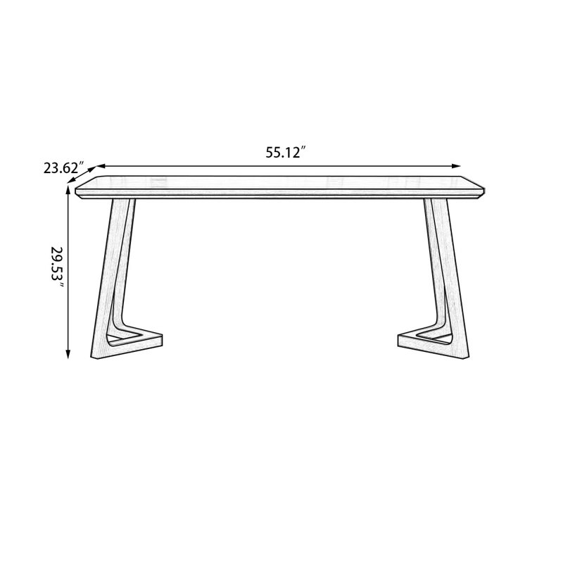 Light walnut Rectangular Solid Wood desks, 29.53" H x 55.12" W x 23.62" D 