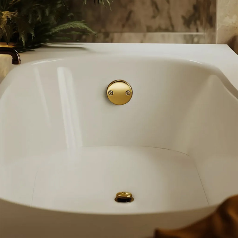 Ensemble de drain de baignoire à embout en métal avec plaque frontale de débordement à deux trous, assemblage universel de fils fins et grossiers, s'adapte à la plupart des baignoires, or brossé
