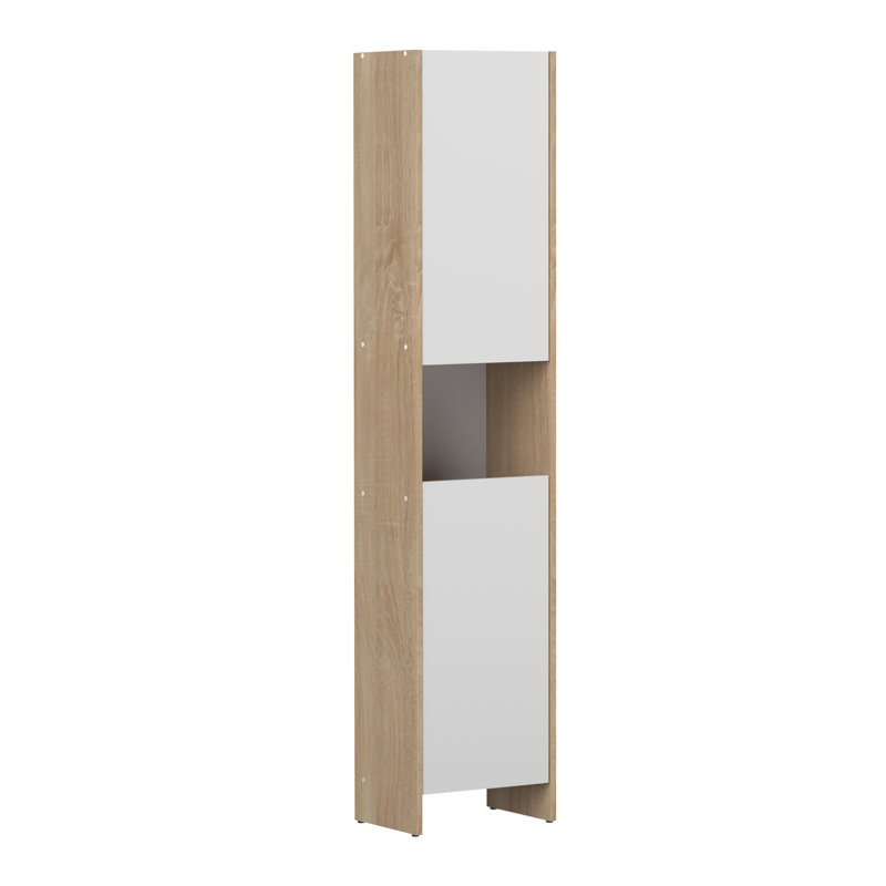 Biarritz Linen Cabinet, White/Natural Oak