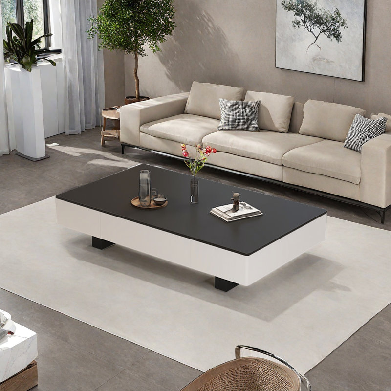 Table basse Modern Luxe, Noir, H 16,5 po x L 51,2 po x l 27,6 po