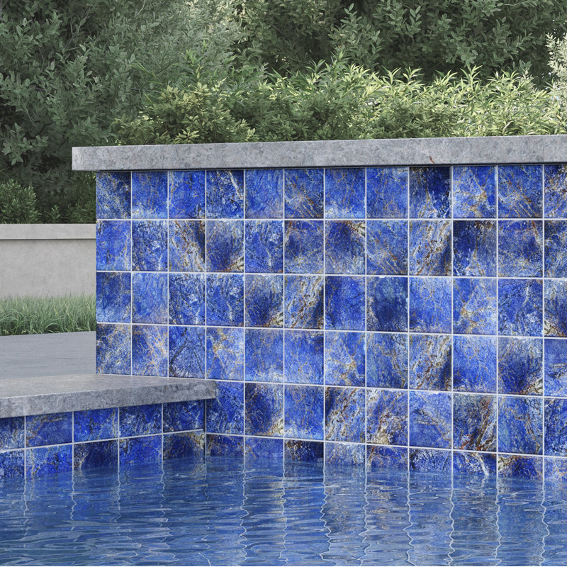 Seascape 6"x6" Calypso Gloss Glazed Porcelain Wall Tile, Calypso Gloss