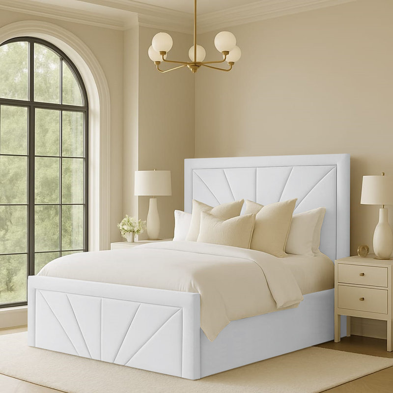 Upholstered Ottoman Storage Bed, Double (4'6), White