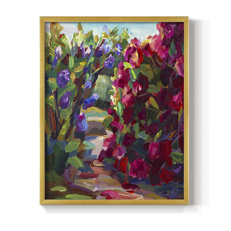 Lilas et rhodies, reproduction encadrée - bois massif, H 28 po x l 22 po