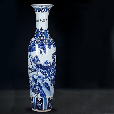 70.87"ingdezhen ceramic hand-painted multi-birds-attending-the-feathered-owl large flower vase decorative piece