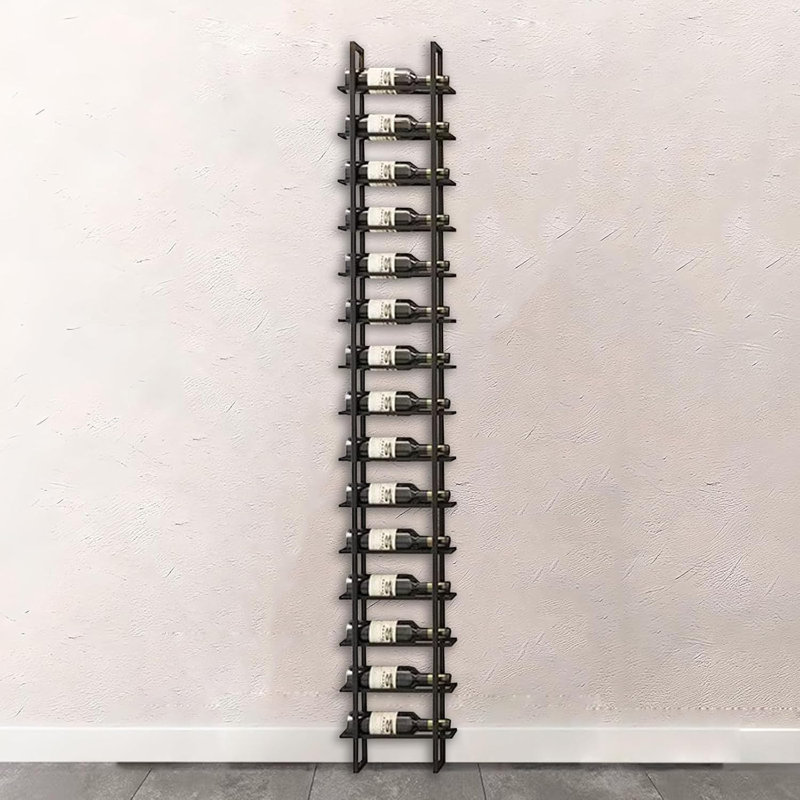 Grand support à vin mural, support de rangement pour 16 bouteilles de rangement à 16 niveaux, rangement à vin en métal moderne pour caves à vin, bars à domicile, cuisines et salles à manger