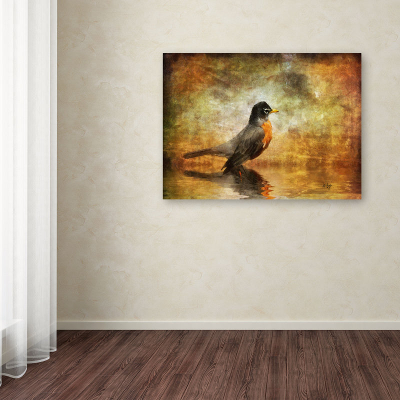 "the robin" par lois bryan, reproduction d’art sur toile, H 22 po x l 32 po x P 2 po