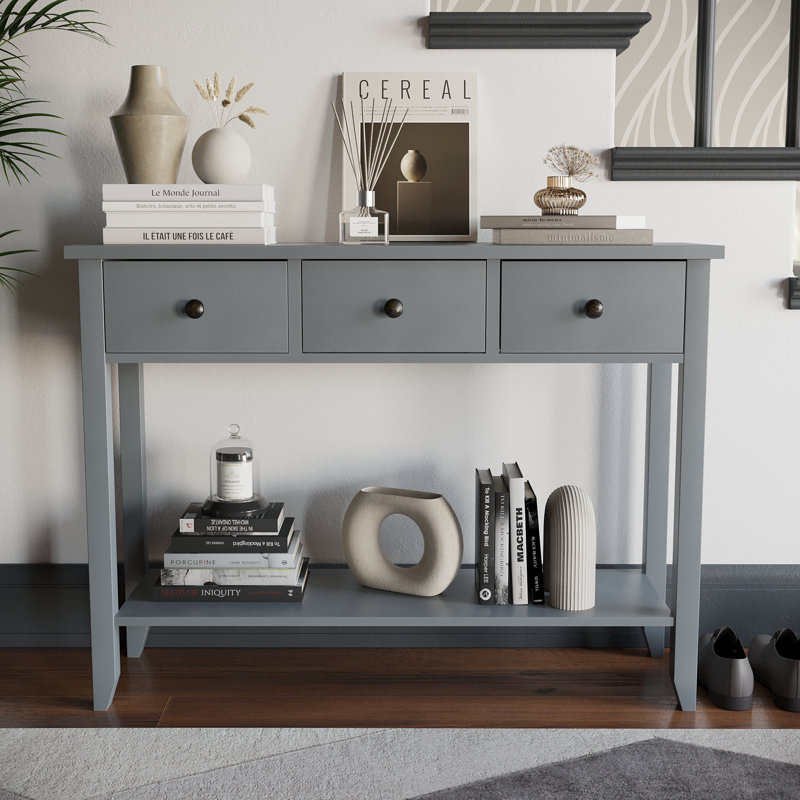 Clichy Console Table for Hallway & Living Room Furniture, 74 H x 100 W x 30 D cm, Grey