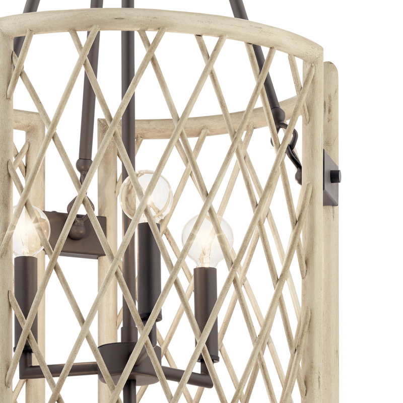  Lustre de vestibule 6Lt, Bois blanchi