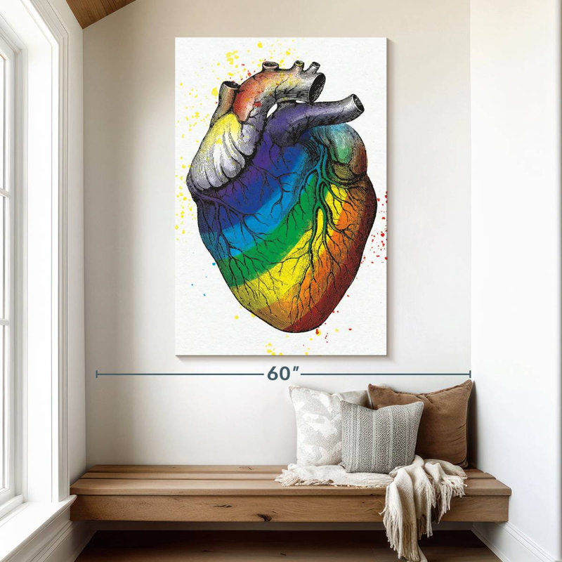 Cœur de couleur arc-en-ciel khazi, H 51 po x l 34 po