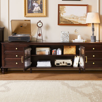 Solid Cherry Wood TV Stand with Rounded Corners