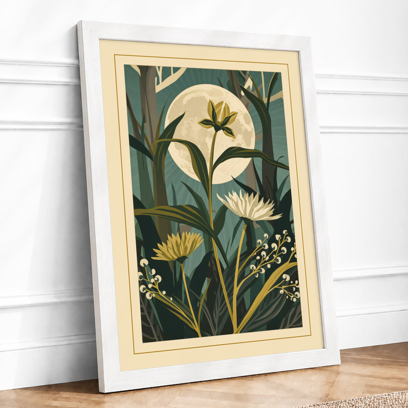 Art Deco Botanical - Framed Print, A3 - 42.0 x 29.7 cm, White