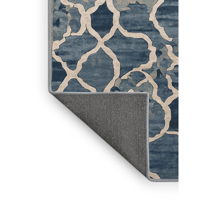 Tapis bleu soyeux et moelleux, Rectangle 4 pi x 6 pi
