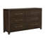 Commode en bois de style contemporain à 6 tiroirs, aspect moderne avec finition brun foncé et joints en queue d'aronde pour une durabilité accrue