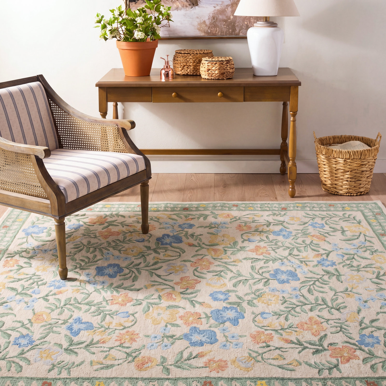 Martha Stewart Hand-Tufted Floral Wool Rug, Rectangle 8' x 10'