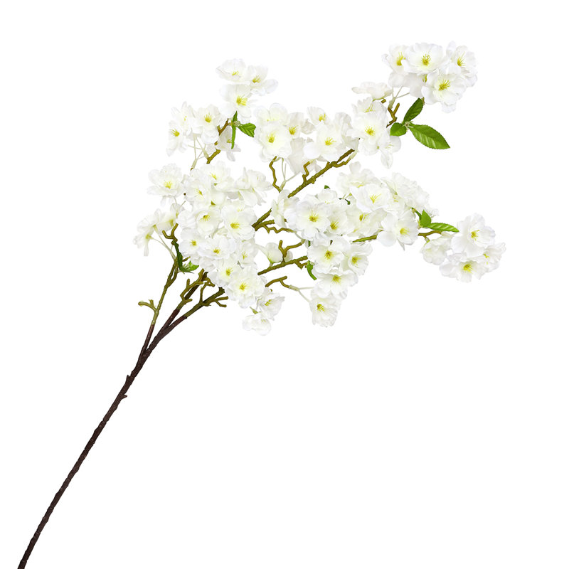 Tige de fleur de cerisier artificielle Coso, Blanc, crème