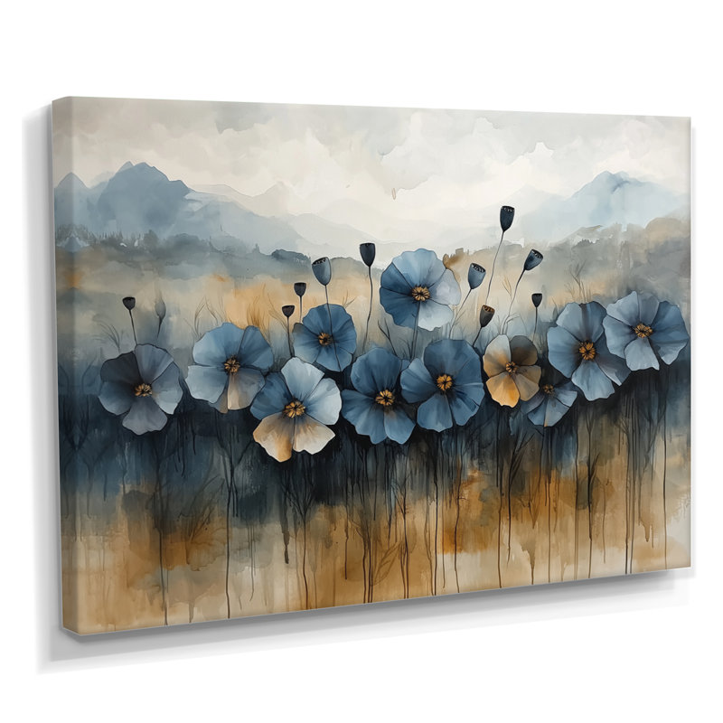 Brigitte - art mural floral, H 12 po x l 20 po, Toile tendue