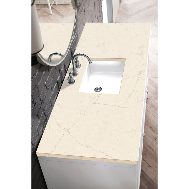 Athens 60'' W Single Vanity, Carrara White, Glossy White, 8" Widespread
