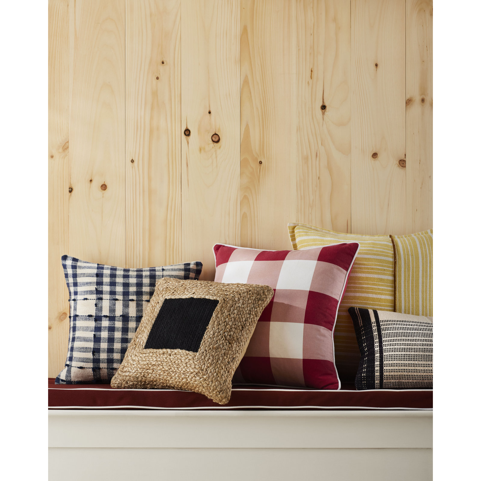 Berthe Striped Cotton Throw Pillow, Yellow