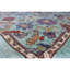 Tapis unique bleu, rouge, mauve et ivoire de 8 pi 11 po x 11 pi 6 po