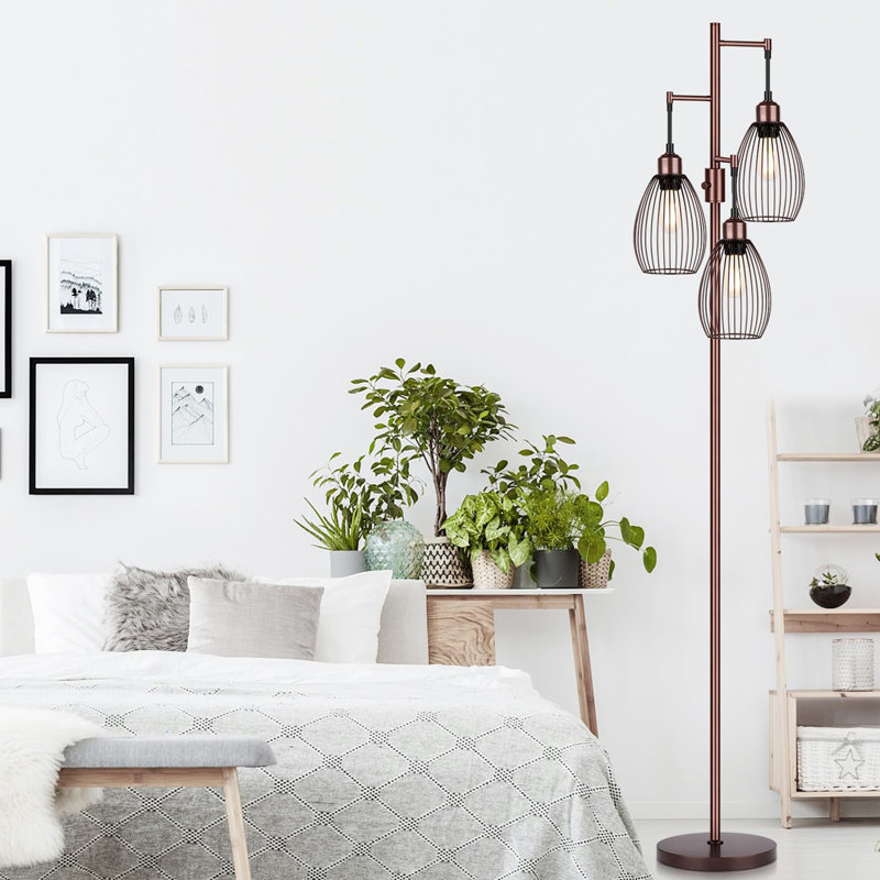 Lampe sur pied de style industriel avec lampe sur pied et cage en forme de goutte