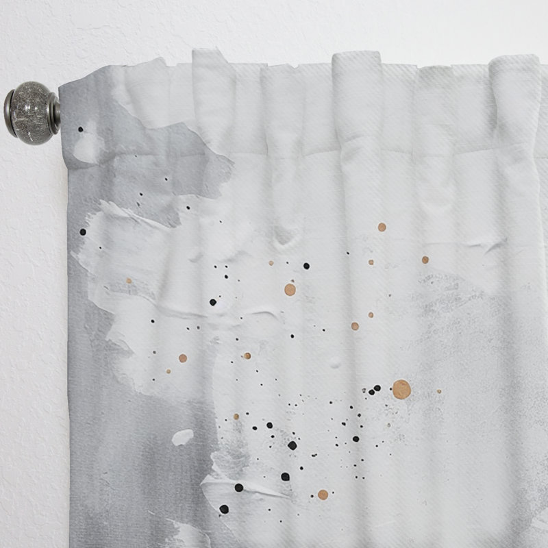 Leida - Bold Circles And Marble Fusion III - Modern Curtain - Velvet Room Darkening - 1 panel, 52" W x 90" L