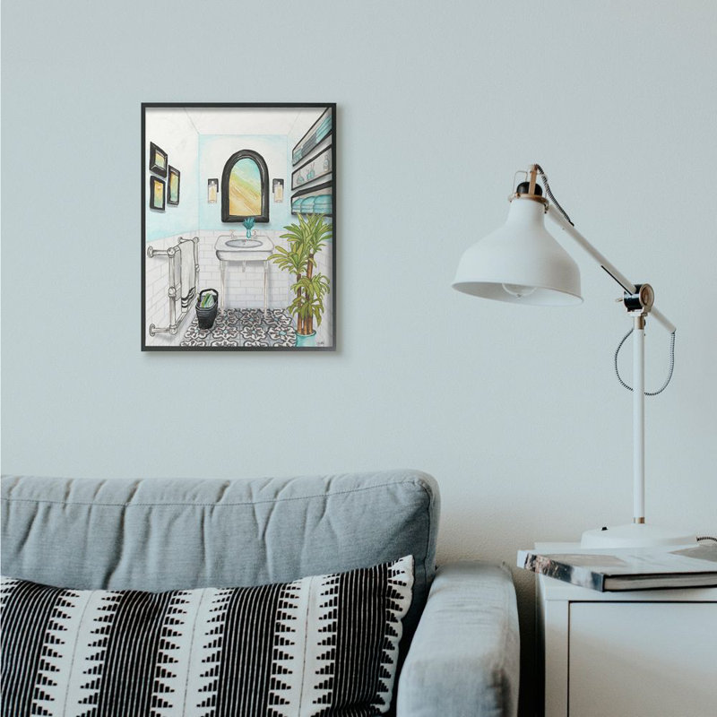 «Bathroom», reproduction, H 20 po x l 16 po x P 1,5 po, Giclée encadrée noir minuit