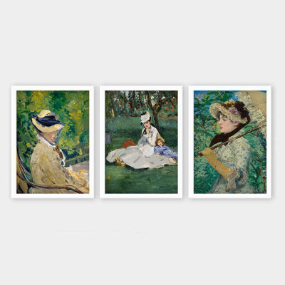 Ensemble de 3 peintures élégantes encadrées décoratives, 13,8 x 17,7 pouces chacune | 100% bois avec cadre 100% polystyrène (épaisseur: 0,8 pouce) | Impression numérique UV, parfaite pour le salon et la décoration intérieure