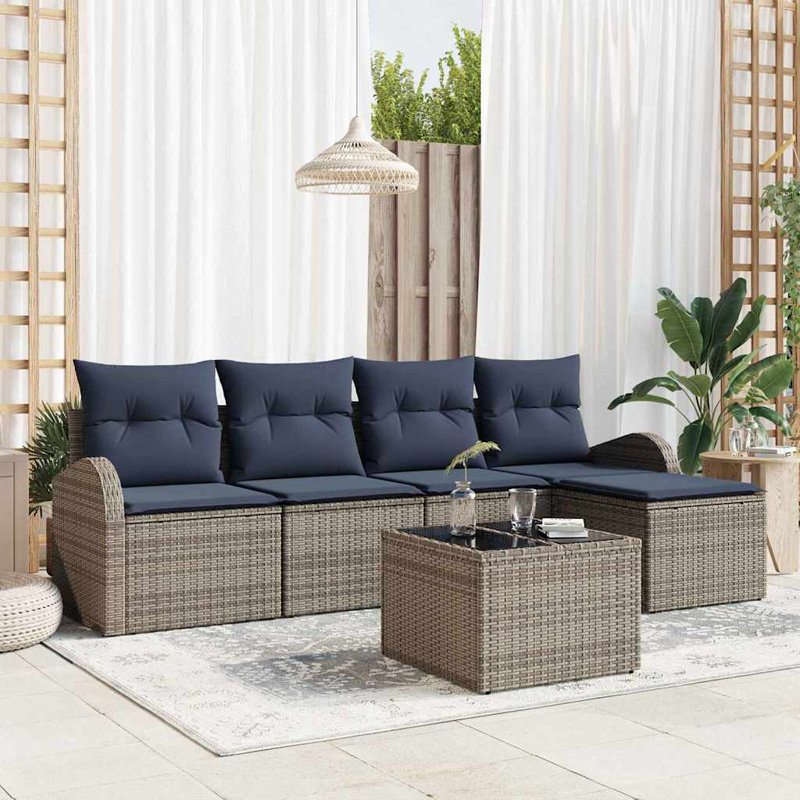 Ensemble de canapé de jardin vidaXL, Coussin bleu marine / structure grise