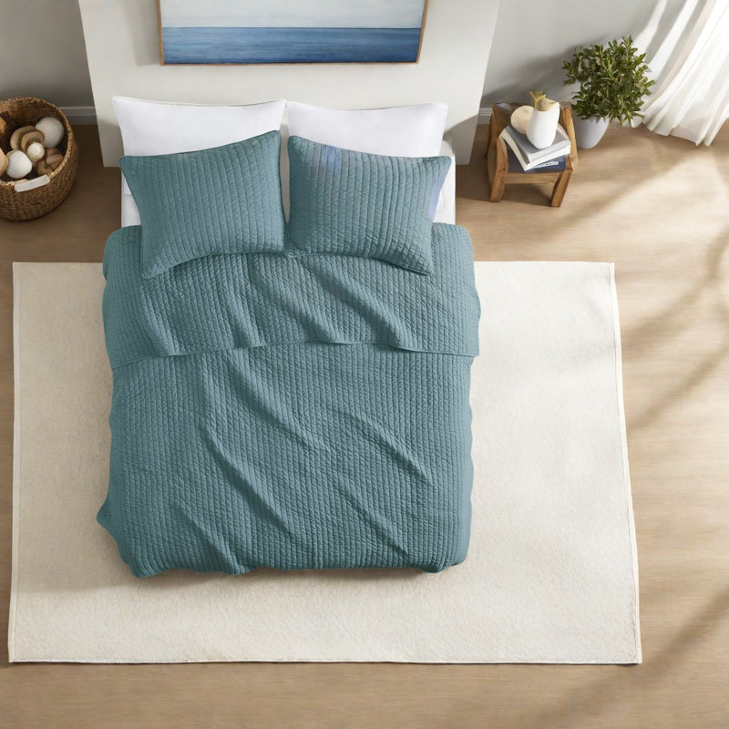 Ensembles de literie en microfibre de qualité supérieure, style campagnard courtepointe bleu sarcelle pour toutes les saisons
